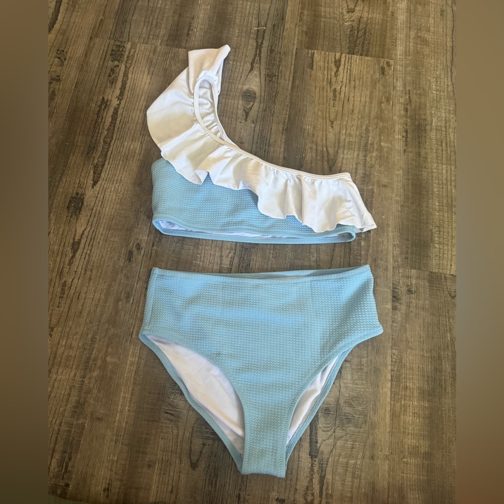 Cupshe Light Blue and White Bikini